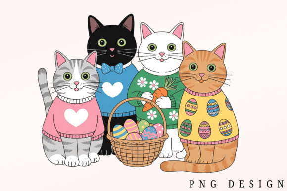 Download Cute Easter Cats Clipart PNG Design - Premium Resources
